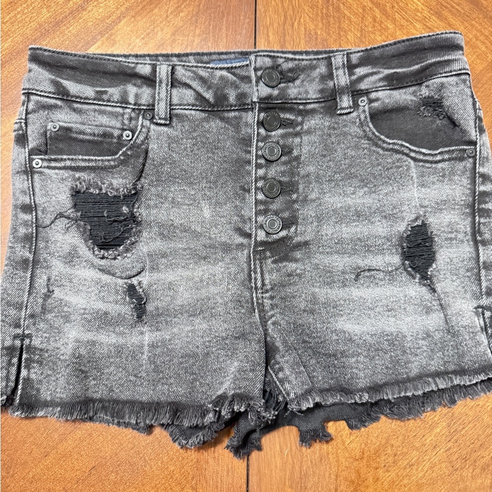 Indigo Rein Charcoal Distressed Jean Shorts
